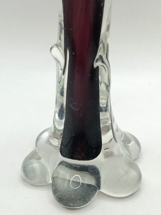 Wazon ametystów fioletowy z sękami szkło artystyczne