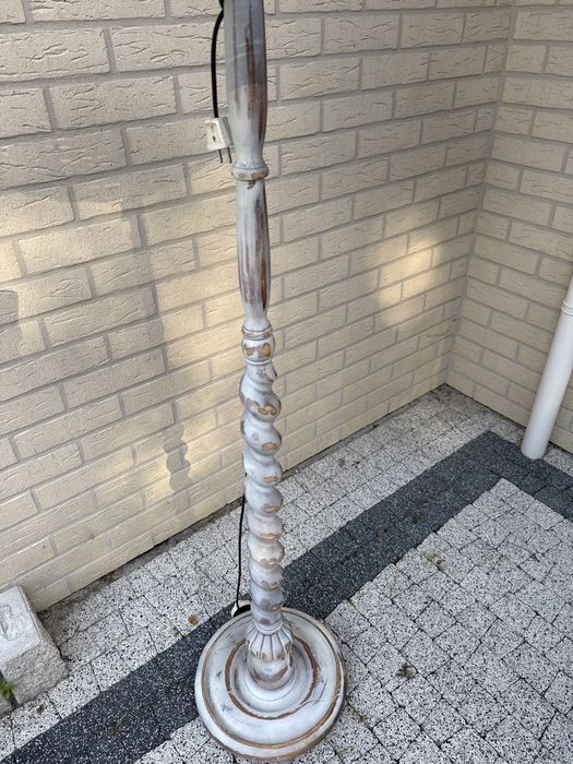 Stara drewniana PRL lampa w stylu Boho Vintage ratan rattan