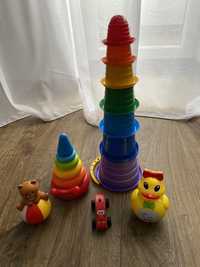 Набір розвиваючих іграшок(сортер,пірамідка,стаканчики,музикальна качка