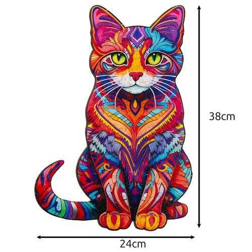 Дерев'яний пазл, дерев'яні пазли-кіт, деревянные пазлы 38х24 см 130 ел