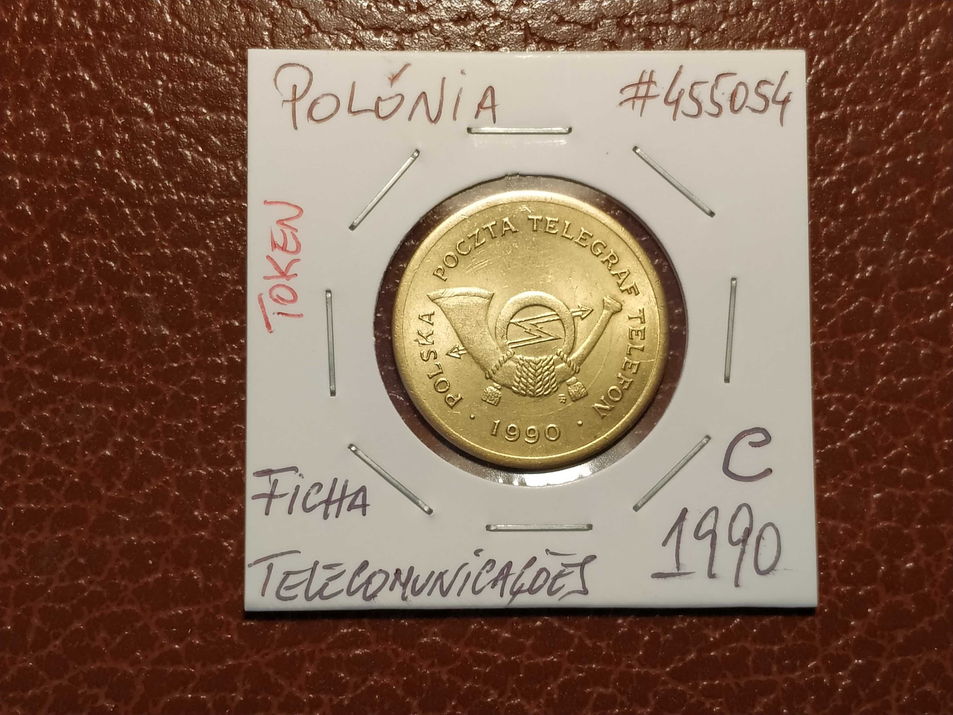Polónia - ficha/token/medalha de telecomunicações de 1990 C