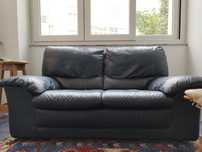 Sofa em pele azul escuro 2 lugares | blue leather couch 2 seats