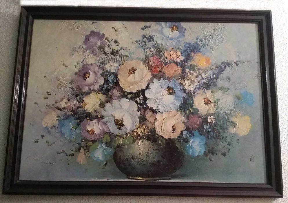 Quadro de decoração c/Vaso com varias flores