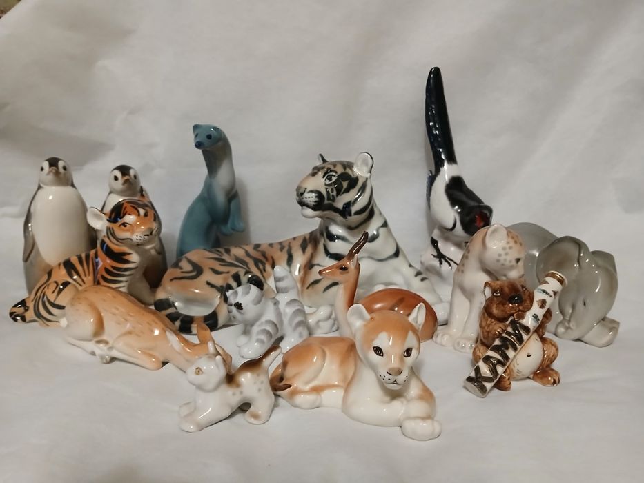 Статуэтки фарфоровые, животные, ЛФЗ