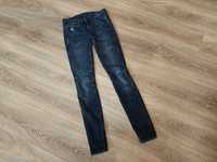 spodnie jeans G-STAR W26 L32 granat przecierane