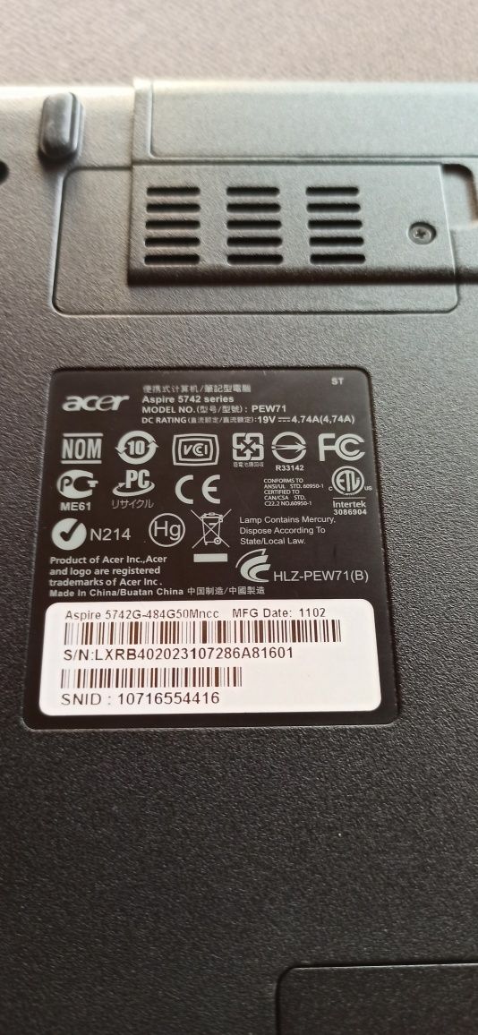 Acer Aspire 5742/i5/4Gb ram/240 SSD/GF GT540M/Gwarancja