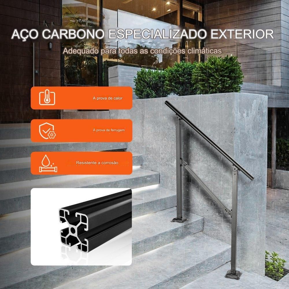 Corrimão de Escada de Carbono  - 300kg de Capacidade