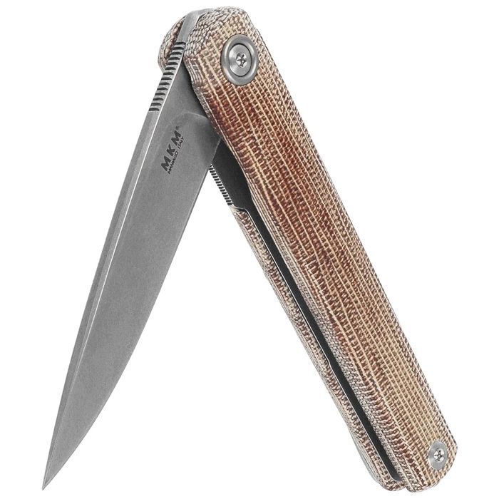 Nóż składany MKM Flame Light Drop Point Natural Canvas Micarta,