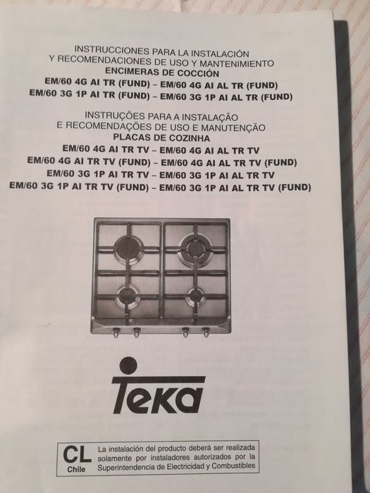 Placa de fogão Teka usada mas a funcionar perfeitamente (gas natural)