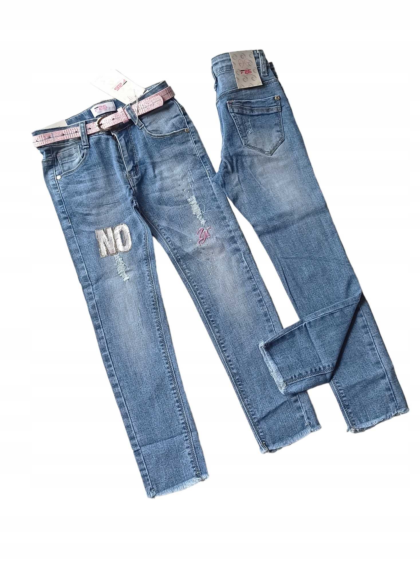 Spodnie jeans dla dziewczynki na gumce nowy 98-104