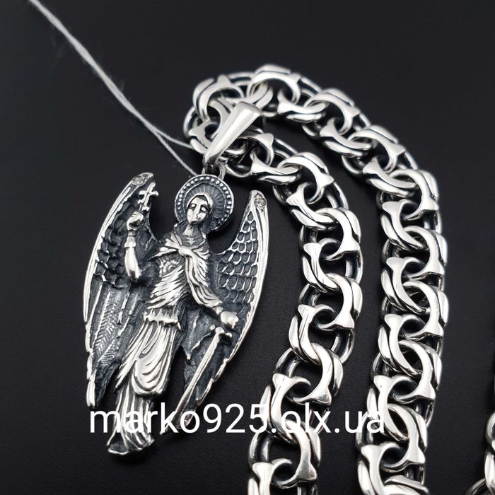 Серебряная цепочка и кулон оберег Чоловічий ланцюг срібний оберіг 925