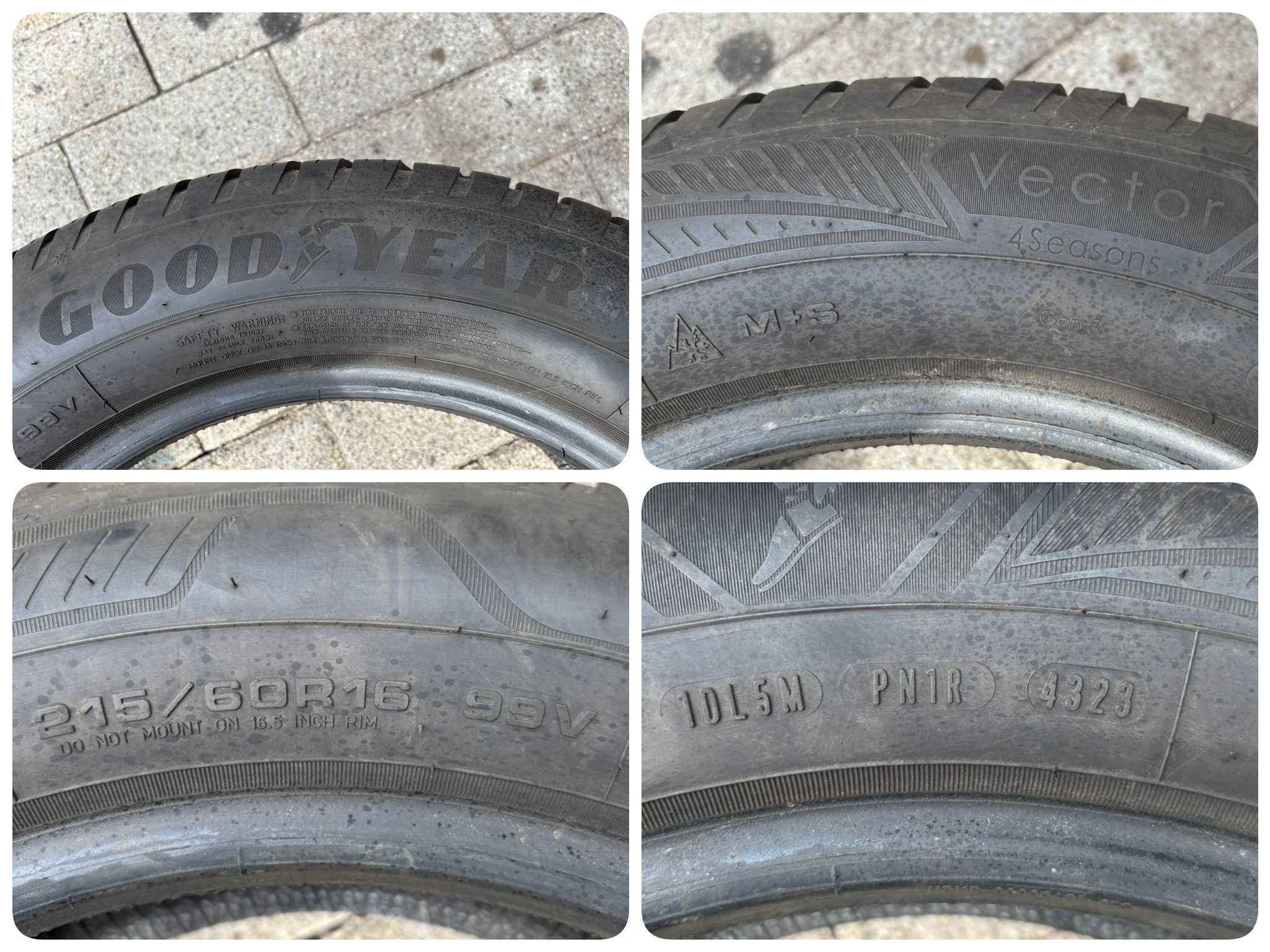 2X OPONY CAŁOROCZNE 215/60R16 99V Goodyear Vector 4S G3 XL 6.8MM 2023R