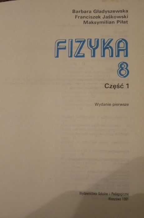 Podręcznik do fizyki dla klasy 8 "Fizyka 8, część 1"