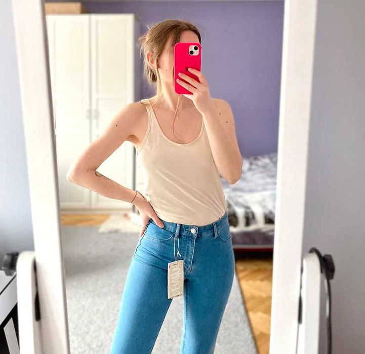 Topshop S 36 beżowy top basic uniwersalny podkoszulek ecru