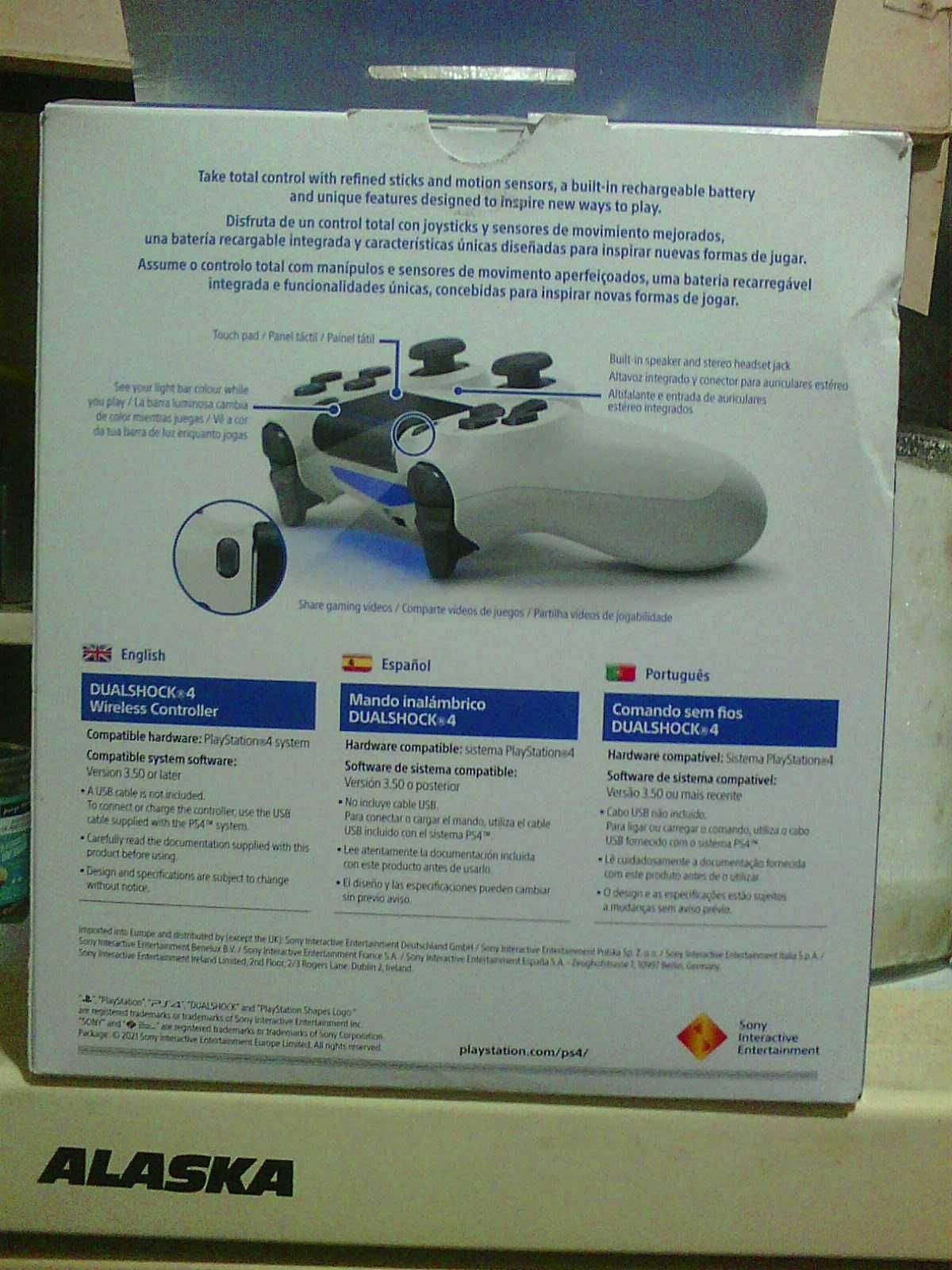 caixa dualshock 4 wireless controller glacier white