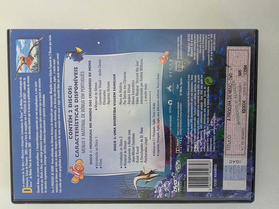 Lote 4 DVDs Disney e DreamWorks – Shrek 2, Nemo, Aviões, Selvagem