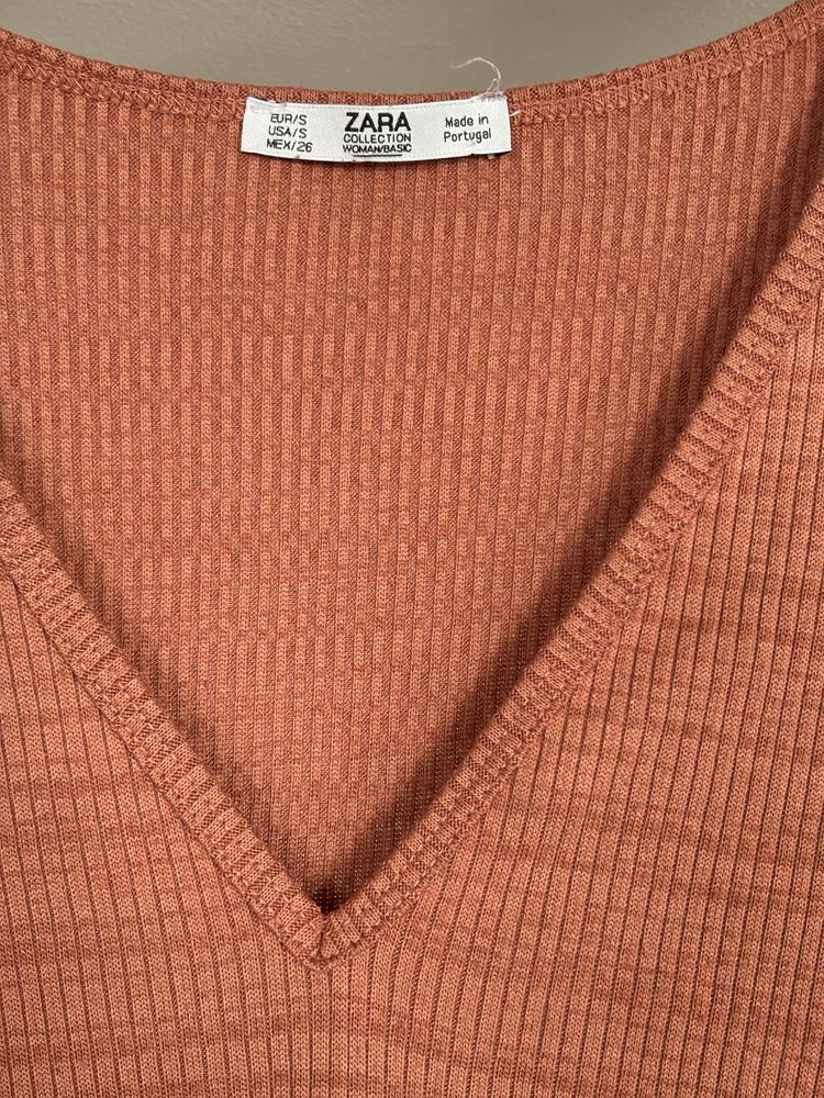 Koszulka bluzka Zara collection woman basic ceglana ruda rozmiar S