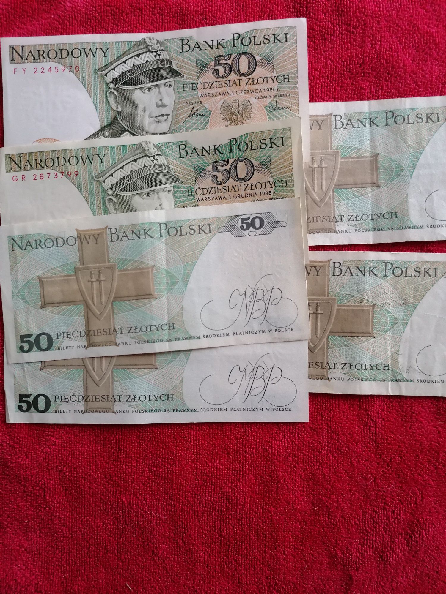 Banknoty PRL 50 zł 6sztuk