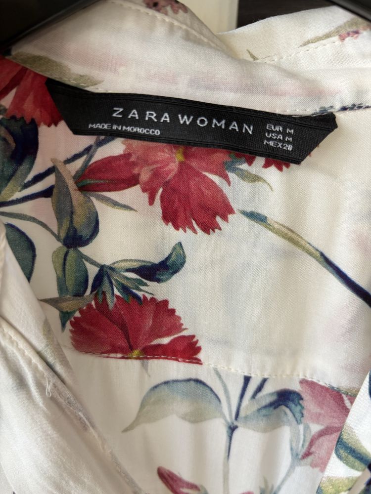 Koszula w w kwiaty z rękawem 3/4 Zara rozmiar M wiskoza