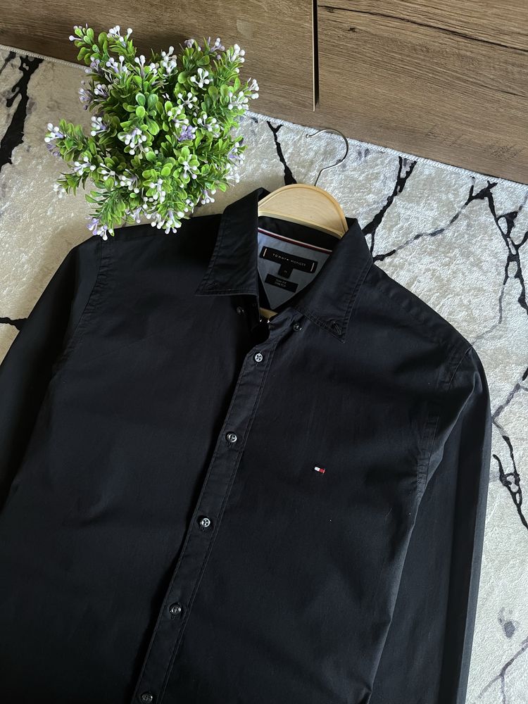 Tommy Hilfiger рубашка мужская черная slim fit / Размер М