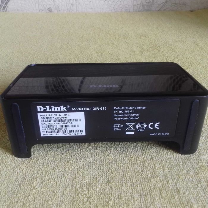 Роутер D-Link DIR-615 + блок питания 12В, на запчасти.