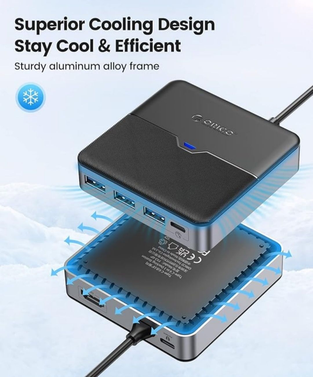 Wielofunkcyjny Hub USB-C 6 w 1 ORICO z 4K HDMI i PD 100W