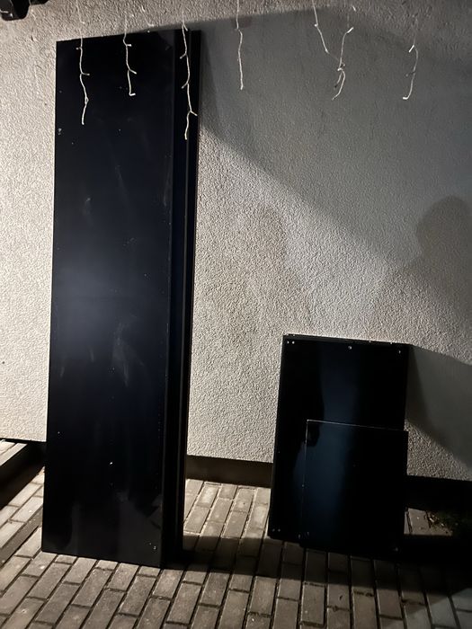 Szafa ikea pax ciemna + drzwi szklo mleczne + półki