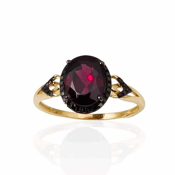 Złoty pierścionek z granatem oraz diamentami VERONA PZ21216