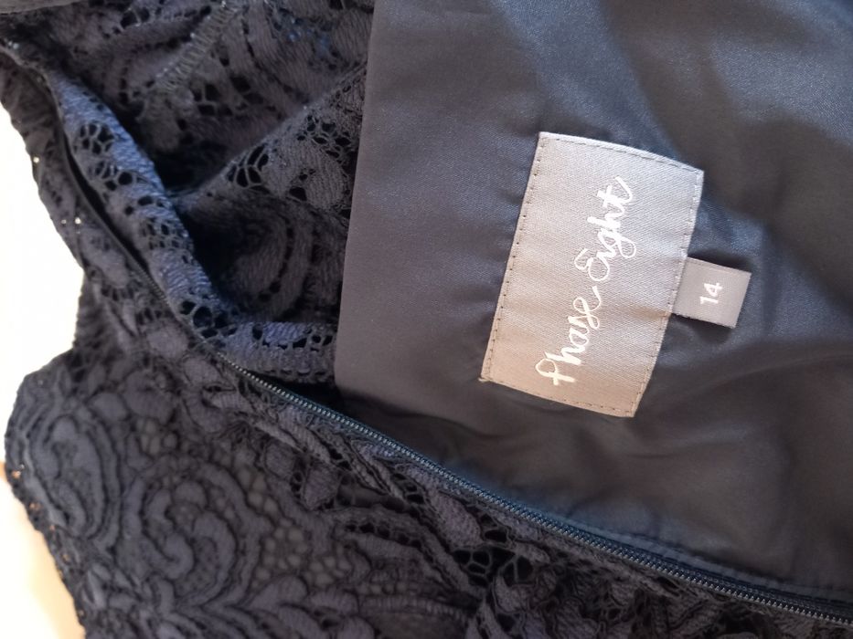 granatowa koronkowa midi sukienka roz.42