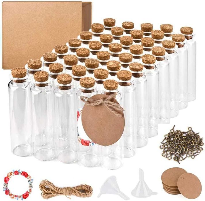 Mini szklane butelki z korkiem,40 szt,20 ml, butelki ozdobne,na piasek