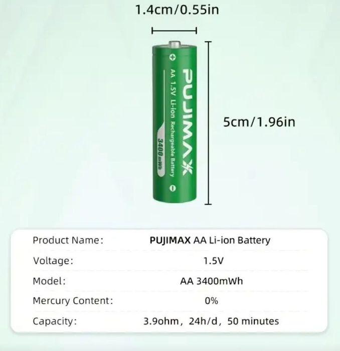 аккумуляторные батарейки 1,5v Li-ion аккумуляторы ааа и аа