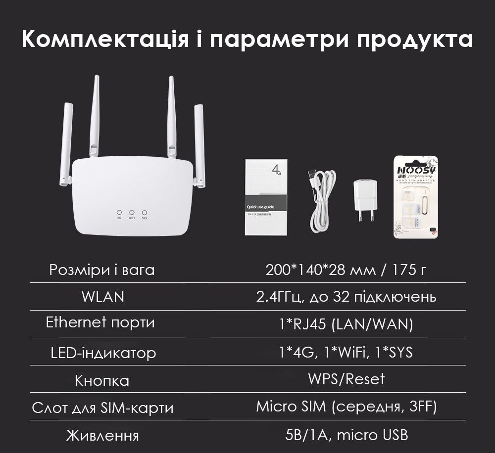 LTE роутер модем Wi-Fi 4G/3G/2G на SIM-карту DBIT N400