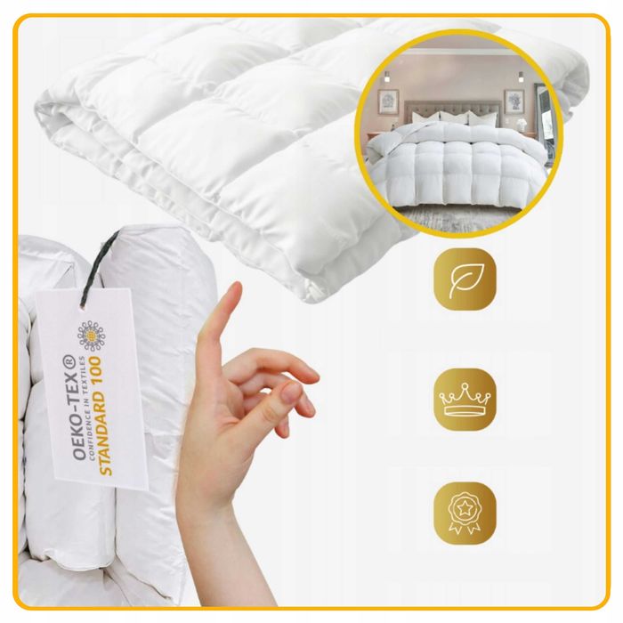 Kołdra Puchowa 200x220 ZIMOWA 2KG PUCH 100% BIAŁA Antyalergiczna