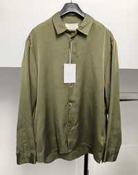 Jedwabno-wełniana koszula Zara zielona L premium męska jedwab wełna