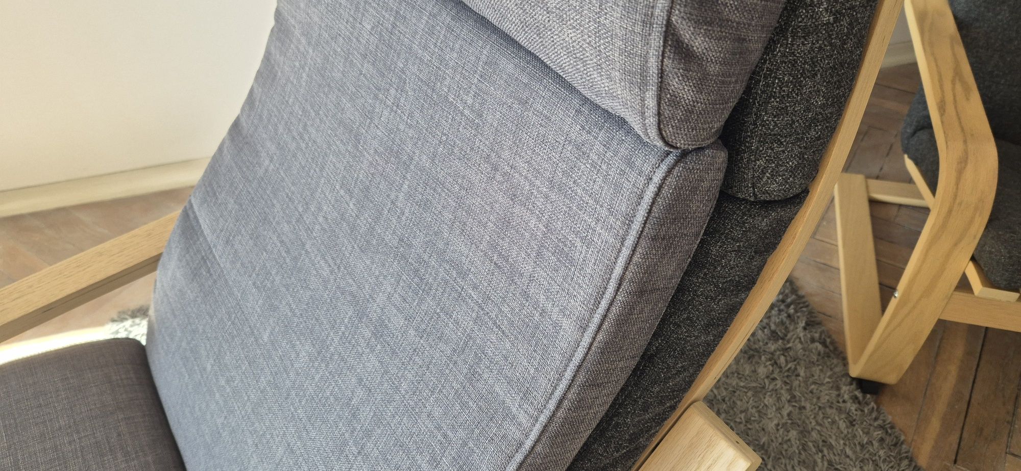 IKEA dwie oryginalne poduszki fotela Poang, Skiftebo ciemnoszare.