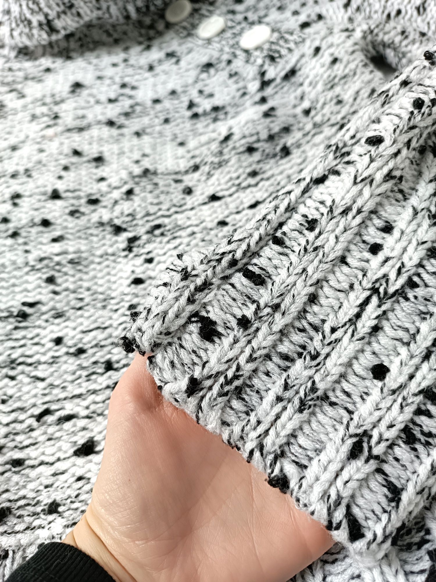 Wełniany sweter damski L XL szary golf gruby mięsisty ciepły