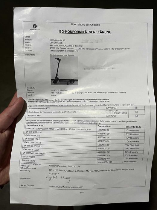 Trotinete Elétrica Xiaomi Mi 1S