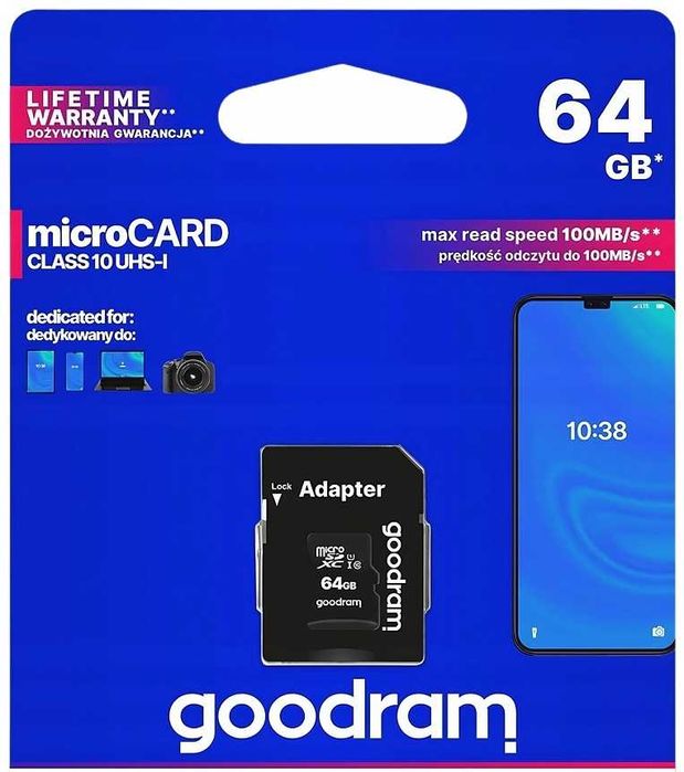 Karta pamięci micro SD Class 10 UHS Goodram 64GB * VideoPlay Wejherowo