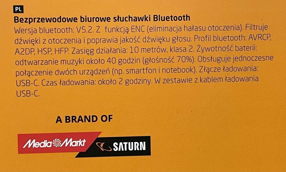 Słuchawki bezprzewodowe nauszne z mikrofonem ISY IHS-8100 ENC