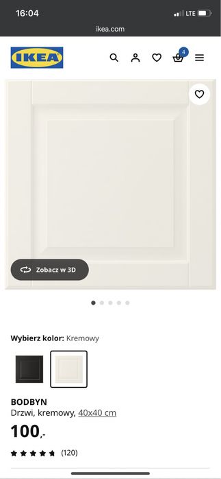 Front ikea bodbyn kremowy 40x40