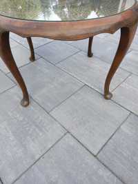 Piękny stolik drewno-szklo-ratan Winer