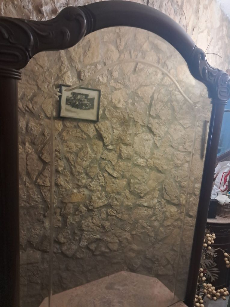Móvel sapateira de hall de entrada com espelho  em mogno