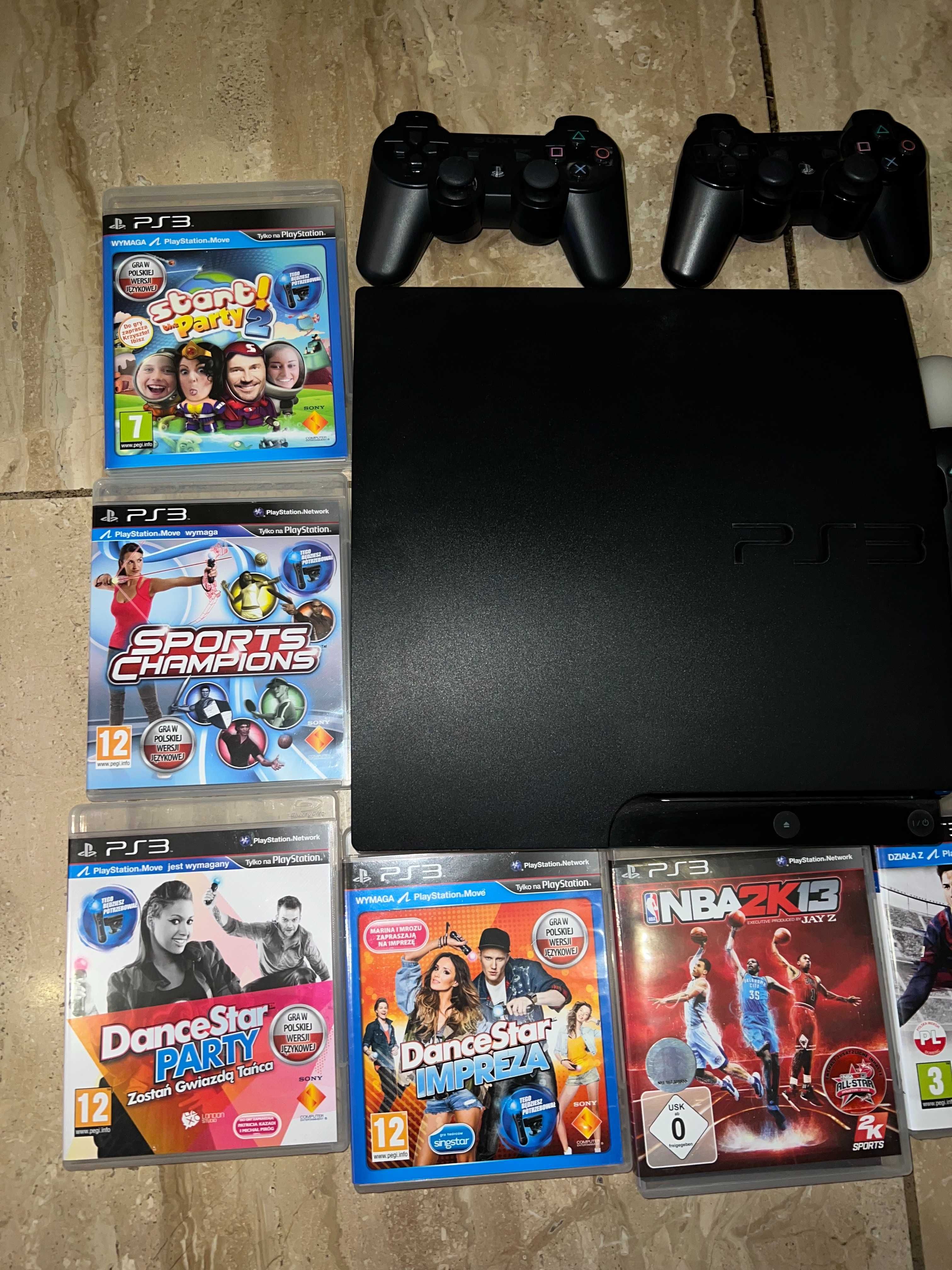 Konsola PlayStation 3 (2 pady + 8 gier) 2 move i kamera