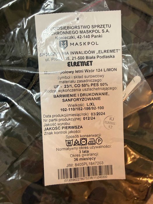 Mundur polowy letni wzór 124 L/MON L/XL