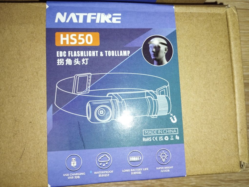 Ліхтар налобний Natfire HS50 з акамулятором 3400