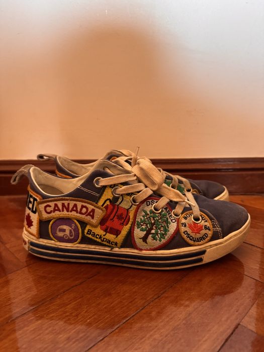 Dsquared2 Blue Canvas Embroided Patch Low Top Sneakers 39