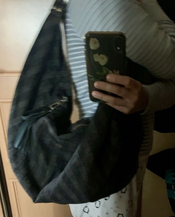 Сумка Hobo bag шкіра/текстиль