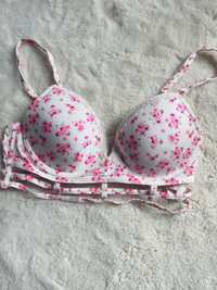 Biustonosz bralet kwiaty neon lato paseczki wyciecie h&m