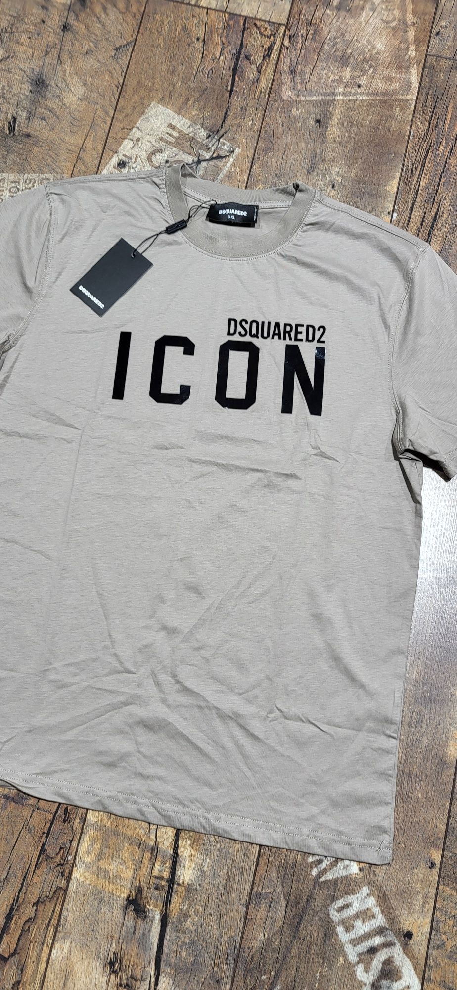 Dsquared2 icon beżowa koszulka męska t-shirt bawełna premium XXL