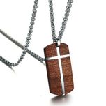 Ekskluzywny wisiorek Krzyż drewno palisander + stal 316L
